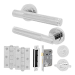 Dumont Polished Chrome Lever on Rose Door Handle Kit - 64mm Bathroom Lock - 1