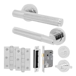Dumont Polished Chrome Lever on Rose Door Handle Kit - 64mm Bathroom Lock