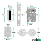 Dumont Polished Chrome Lever on Rose Door Handle Kit - 64mm Bathroom Lock - tradefit - 5