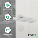 Dumont Polished Chrome Lever on Rose Door Handle Kit - 64mm Bathroom Lock - tradefit - 2