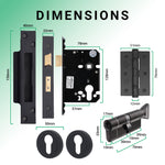 Mode - Grip Black Lever on Rose Door Handle Pack - Euro Lock & Thumbturn Cylinder - tradefit - 5