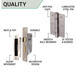 Round Bar 19mm Safety Return To Door Lever Lock Pack - 175 x 44mm - 66mm Lock x 75mm Hinges - Satin Stainless - tradefit - 5