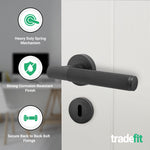 Aurora Matt Black Lever on Rose Door Handle Kit - Sashlock - tradefit - 2