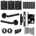 Santana Matt Black Lever on Rose Door Handle Kit - Medium Duty FD30/60 - 80mm Euro Sashlock and Double Cylinder - Master Keyed