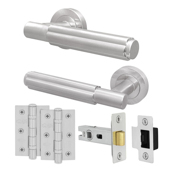 Flores Satin Nickel Lever on Rose Door Handle Kit - 64mm Latch - tradefit - Featured Image