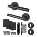 Olbia Matt Black Lever on Rose Door Handle Kit - Medium Duty FD30/60 - 80mm Sashlock