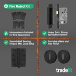 Olbia Matt Black Lever on Rose Door Handle Kit - Medium Duty FD30/60 - 80mm Sashlock - tradefit - 6