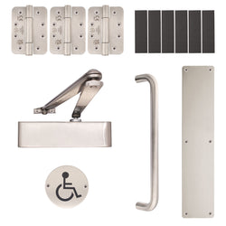 Fire Door Kit - Disabled Toilet Entrance - Severe Duty - Satin Stainless Steel - tradefit