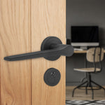 Tapera Matt Black Lever on Rose Door Handle Kit - Medium Duty FD30/60 - 80mm Euro Sashlock and Thumbturn Cylinder - Keyed Alike - tradefit - 6
