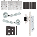 Claro Polished Chrome Lever on Rose Door Handle Kit - Heavy Duty FD30/60 - DIN Latch - tradefit - 1