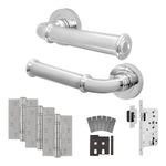 Claro Polished Chrome Lever on Rose Door Handle Kit - Heavy Duty FD30/60 - DIN Latch - tradefit - 1