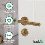 Olbia Antique Brass Lever on Rose Door Handle Pack - 80mm Bathroom Lock - tradefit - 4