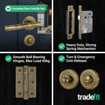 Olbia Antique Brass Lever on Rose Door Handle Pack - 64mm Bathroom Lock - 9