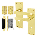 Straight Pattern Polished Brass Door Handle Pack - 64mm Sashlock