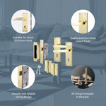 Straight Pattern Polished Brass Door Handle Pack - 80mm Sashlock - tradefit - 4