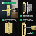 Straight Pattern Polished Brass Door Handle Pack - 80mm Sashlock - tradefit - 5