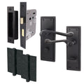 Georgian Rope Edge Scroll Black Door Handle Pack - 64mm Bathroom