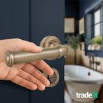 Claro Antique Brass Lever on Rose Door Handle Kit - Medium Duty FD30/60 - 80mm Bathroom Lock - tradefit - 6