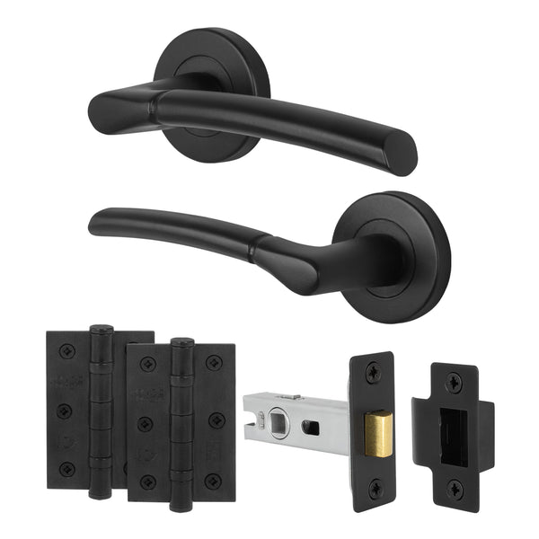 Bosa Matt Black Lever on Rose Door Handle Pack - 76mm Latch - tradefit - Featured Image