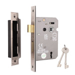 Mortice Fire Rated Sashlock - 80mm Case Size - 57mm Backset - Satin Nickel - tradefit - 1