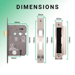 Mortice Fire Rated Sashlock - 64mm Case Size - 44mm Backset - Satin Nickel - tradefit - 5
