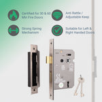 Mortice Fire Rated Sashlock - 64mm Case Size - 44mm Backset - Satin Nickel - tradefit - 2