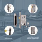 Mortice Fire Rated Sashlock - 80mm Case Size - 57mm Backset - Satin Nickel - tradefit - 3