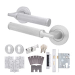 Mode - Grip Satin Chrome Lever on Rose Fire Door Handle Pack - Euro Lock & Thumbturn Cylinder - FD30/60 - tradefit - 1