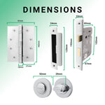 Euroda - Plus Polished Chrome Lever on Rose Fire Door Handle Pack - Bathroom - FD30/60 - tradefit - 5