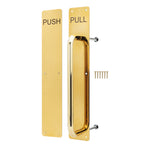 Architectural Pull Handle On Plate & Push Plate Kit - 475 x 75mm - PVD Polished Brass - tradefit - 1