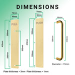 Architectural Pull Handle On Plate & Push Plate Kit - 475 x 75mm - PVD Polished Brass - tradefit - 4
