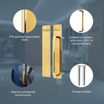 Architectural Pull Handle On Plate & Push Plate Kit - 475 x 75mm - PVD Polished Brass - tradefit - 3