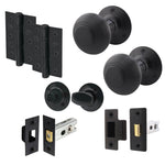 Beehive Black Mortice Door Knob Kit - 76mm Bathroom Deadbolt - tradefit - 1
