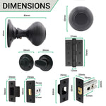 Beehive Black Mortice Door Knob Kit - 76mm Bathroom Deadbolt - tradefit - 4