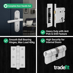 Olbia Polished Chrome Lever on Backplate Door Handle Kit - 80mm Euro Sashlock and Double Cylinder - Master Keyed - tradefit - 5