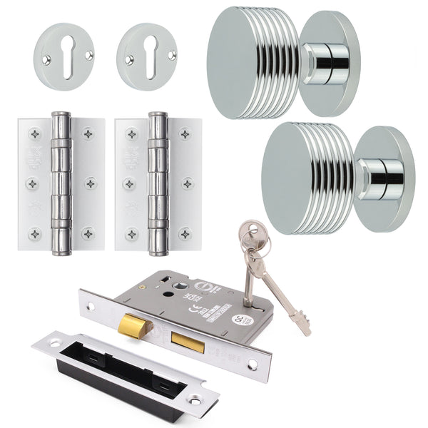 Tangier Polished Chrome Mortice Door Knob Kit - 80mm Sashlock - tradefit - Featured Image