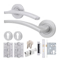 Euroda-Plus Satin Chrome Lever on Rose Door Handle Pack - 3 Lever Lock & Thumbturn Cylinder