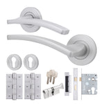 Euroda - Plus Satin Chrome Lever on Rose Door Handle Pack - 3 Lever Lock & Thumbturn Cylinder - tradefit - 1