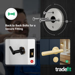 Moreno Satin Brass Lever on Rose Door Handle Kit - Medium Duty FD30/60 - 80mm Bathroom Lock - tradefit - 3