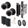 Tudor Black Iron Mortice/Rim Door Knob Kit - 80mm Sashlock