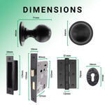 Tudor Black Iron Mortice/Rim Door Knob Kit - 80mm Sashlock - tradefit - 3