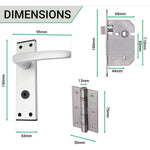 Aluminium Council Lever Bathroom Pack - 150 x 40mm - 66mm Lock x 76mm Hinges - Satin Aluminium - tradefit - 4