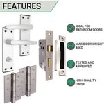 Aluminium Council Lever Bathroom Pack - 150 x 40mm - 66mm Lock x 76mm Hinges - Satin Aluminium - tradefit - 3