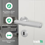 Moreno Satin Nickel Lever on Rose Door Handle Kit - Medium Duty FD30/60 - 80mm Sashlock - tradefit - 2