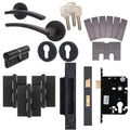 Euroda-Plus Black Lever on Rose Fire Door Handle Pack - Euro Lock & Cylinder - FD30/60