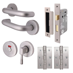 Return To Door Lever on Rose - 19 x 52mm - Satin Aluminium - 19mm Bathroom Pack - tradefit