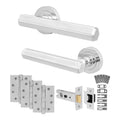 Moreno Polished Chrome Lever on Rose Door Handle Kit - Medium Duty FD30/60 - 76mm Latch