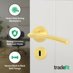 Bosa Satin Brass Lever on Rose Door Handle Pack - 80mm Sashlock - tradefit - 4