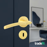Bosa Satin Brass Lever on Rose Door Handle Pack - 64mm Sashlock - tradefit - 6