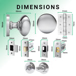 Victorian Polished Chrome Mortice Door Knob Kit - 76mm Bathroom Deadbolt & 76mm Hinges - tradefit - 3